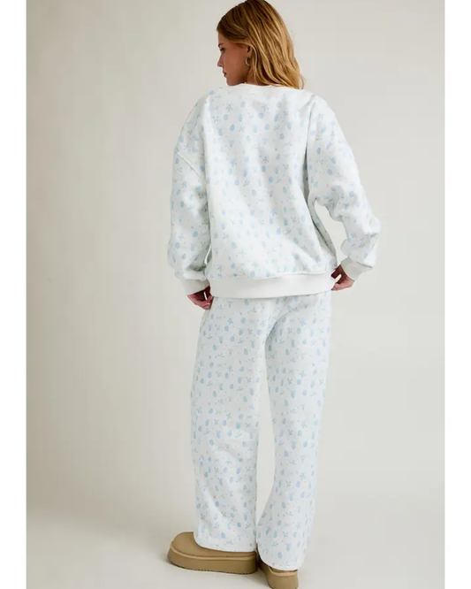 Crew Neck Oversized Sweatshirt with Wide Leg Sweatpants