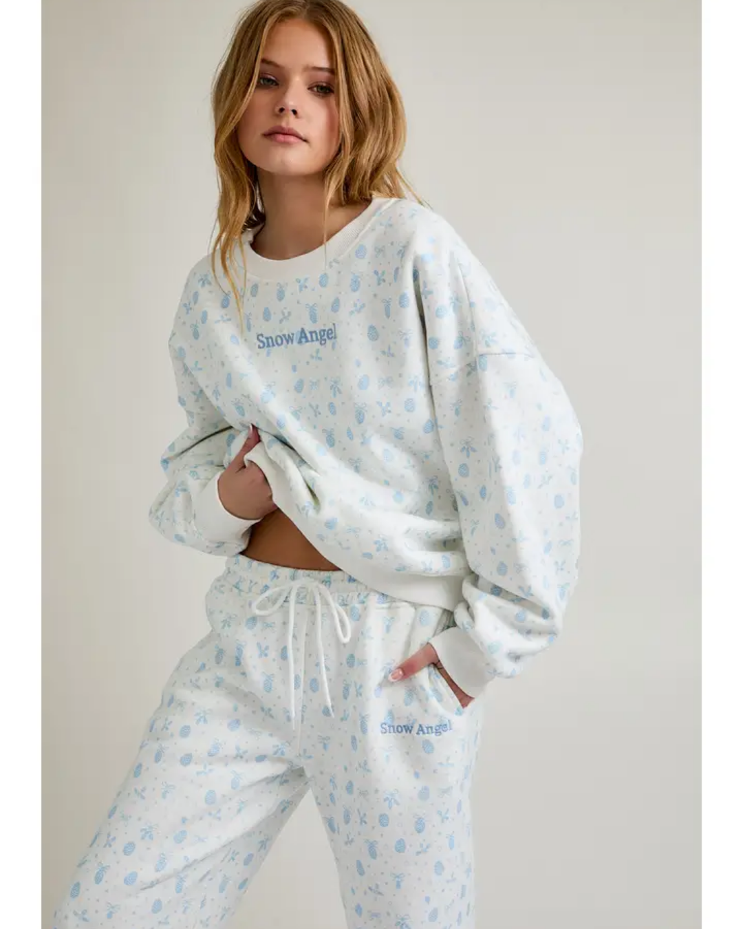 Crew Neck Oversized Sweatshirt with Wide Leg Sweatpants