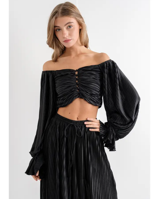 Button Up Blouse with Palazzo Pant Set