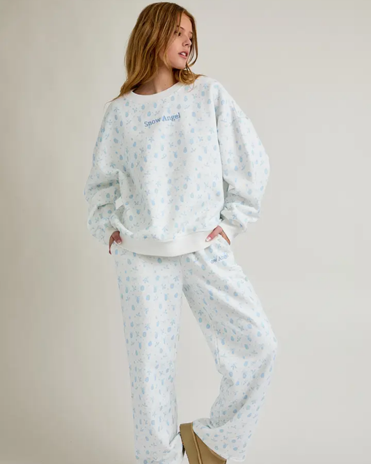 Crew Neck Oversized Sweatshirt with Wide Leg Sweatpants