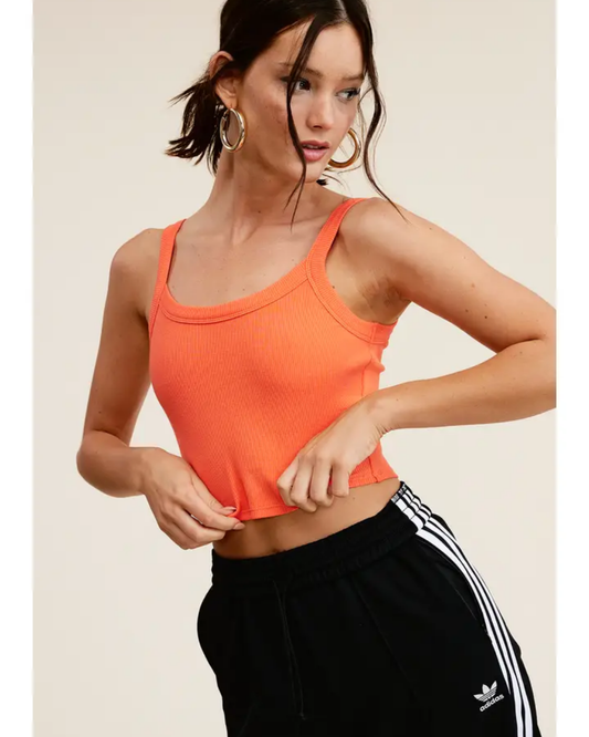 Ribbed Crop Sleeveless Basic Tank Top