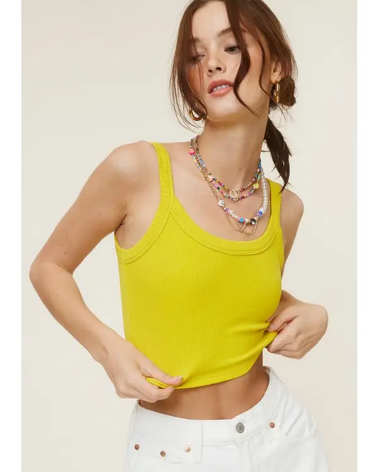 Ribbed Crop Sleeveless Basic Tank Top